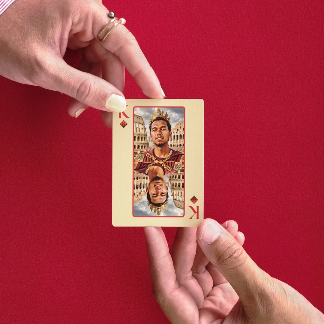 Custom playing cards featuring friends and family faces